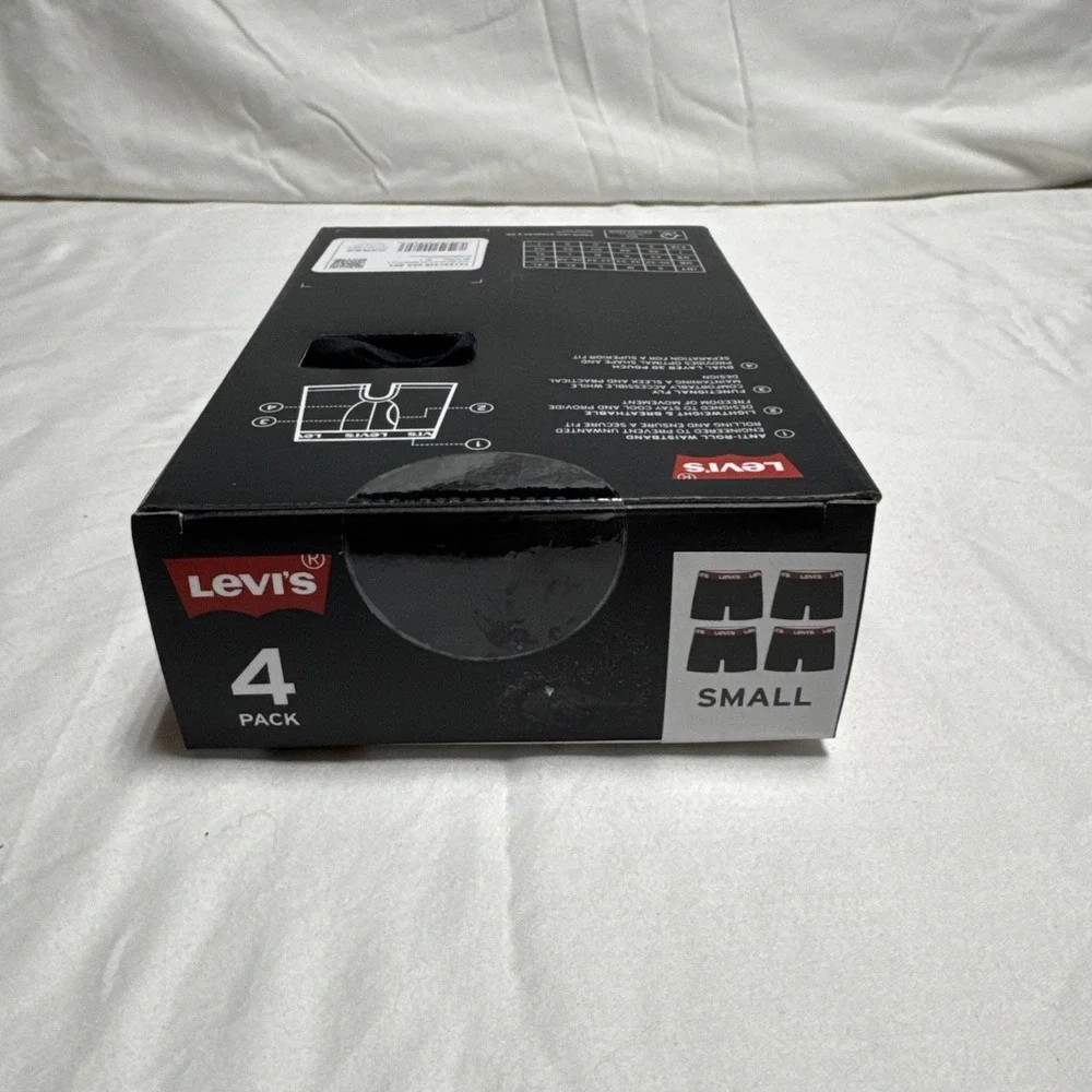 Levi's Men's Boxer 4 Pack SMALL S BLACK Cotton Stretch Boxer Briefs